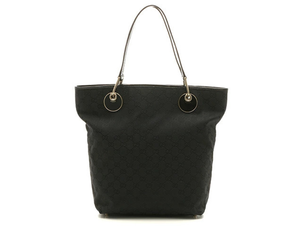 Gucci GG Tote Bag Canvas Patent Vernis Leather Black